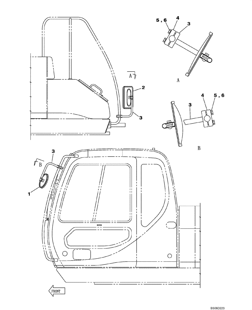 Схема запчастей Case CX330 - (09-037-00[01]) - CAB - MIRROR, REAR VIEW (09) - CHASSIS