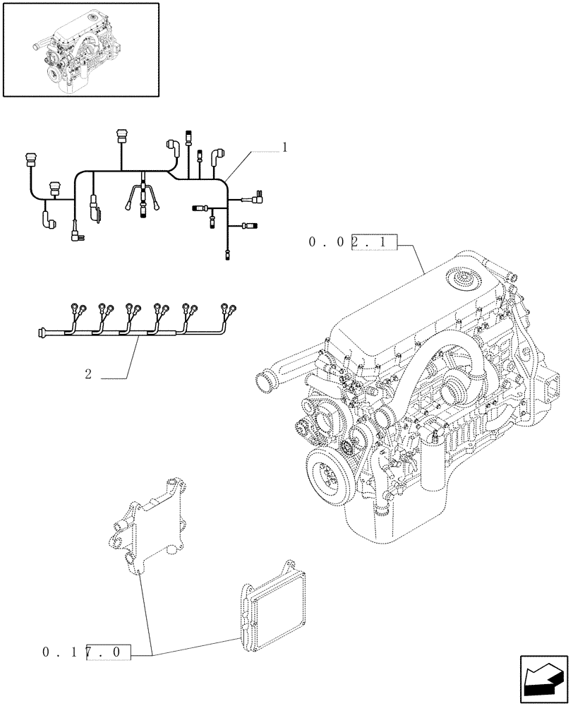 Схема запчастей Case F3AE0684G B001 - (0.83.28[01]) - MOTOR ELECTRIC INSTALLATION (504002080) 