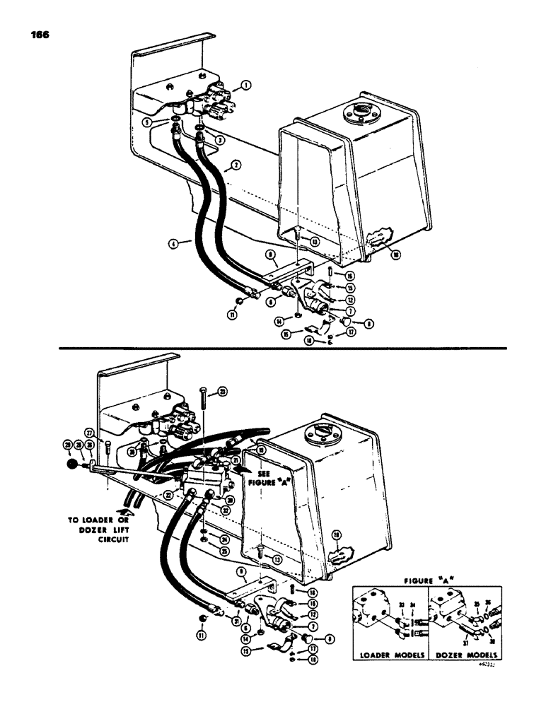 Схема запчастей Case 450 - (166) - PULL BEHIND HYDRAULIC CIRCUIT (07) - HYDRAULIC SYSTEM