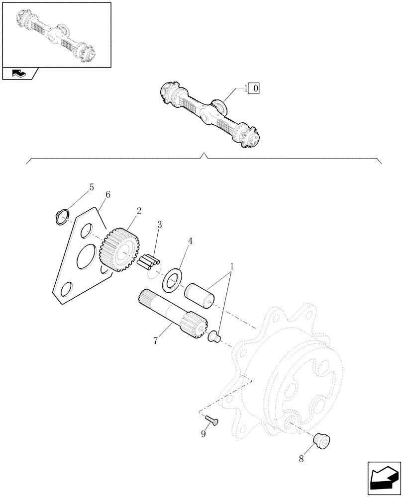 Схема запчастей Case 21E - (076[07]) - 20 KM/H FRONT RIGID AXLE: WHEEL HUB (04) - FRONT AXLE
