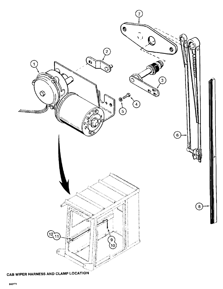 Схема запчастей Case 1187 - (098) - WINDSHIELD WIPER (05) - UPPERSTRUCTURE CHASSIS
