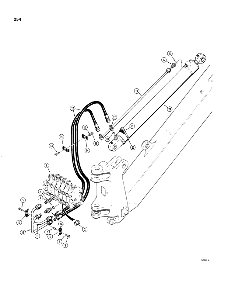 Схема запчастей Case 480C - (254) - BACKHOE BOOM CYLINDER HYDRAULIC CIRCUIT (35) - HYDRAULIC SYSTEMS
