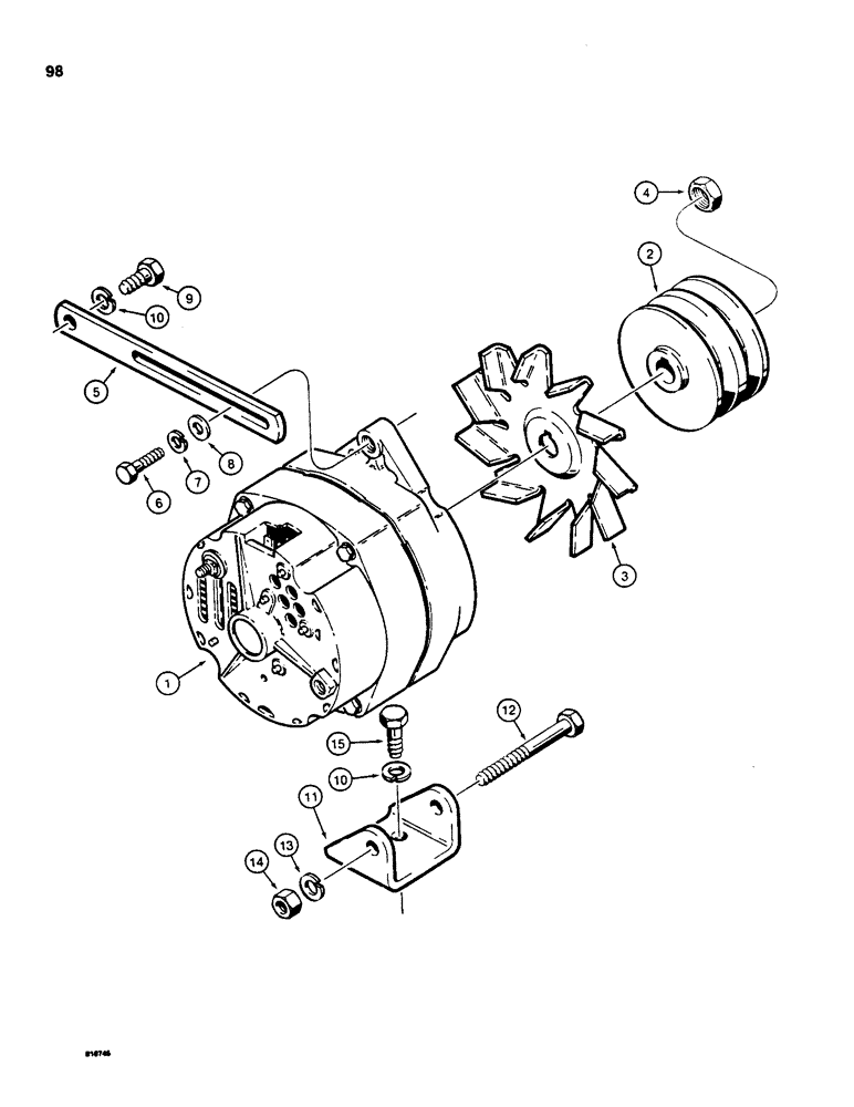 Схема запчастей Case 850C - (098) - ALTERNATOR AND MOUNTING (06) - ELECTRICAL SYSTEMS