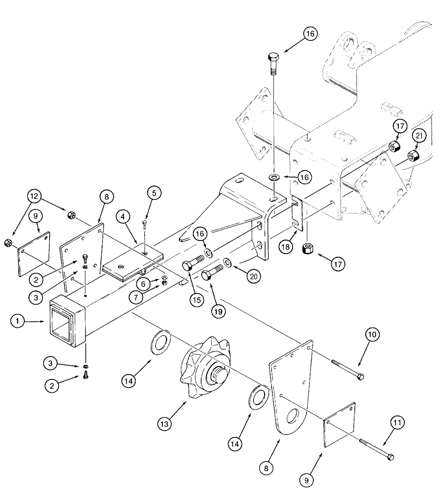 Схема запчастей Case 960 - (09-25) - MOUNTING BOOM, TRENCHER (09) - CHASSIS