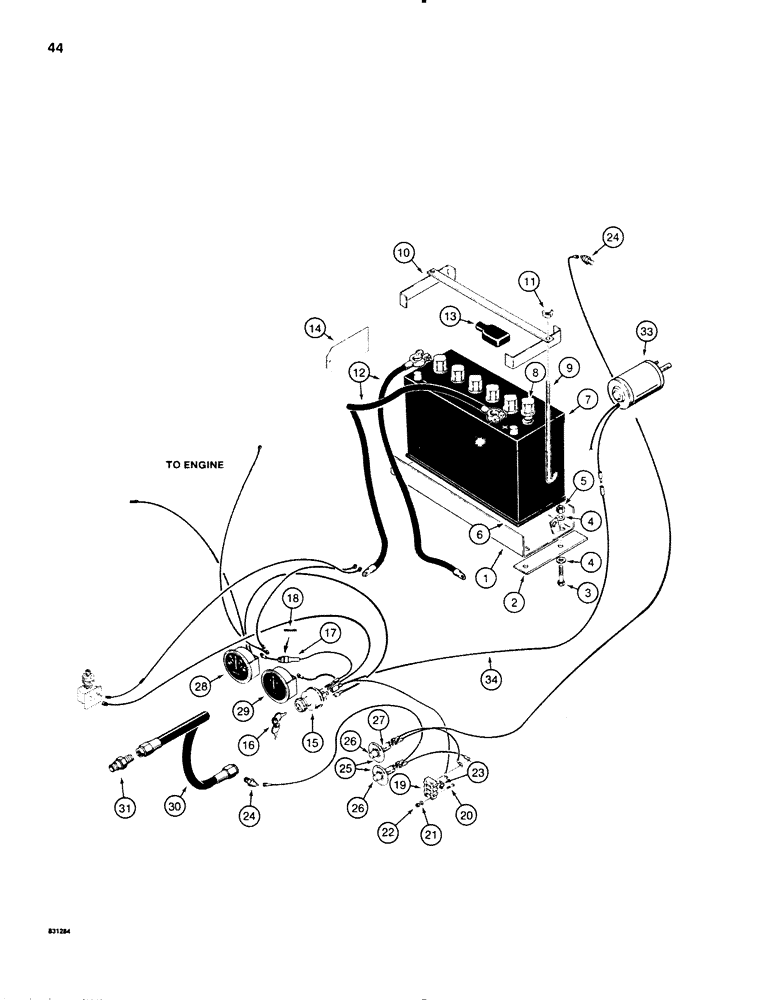 Схема запчастей Case P60 - (044) - BATTERY AND TRACTOR ELECTRICAL CIRCUIT, DEUTZ DIESEL ENGINE (55) - ELECTRICAL SYSTEMS
