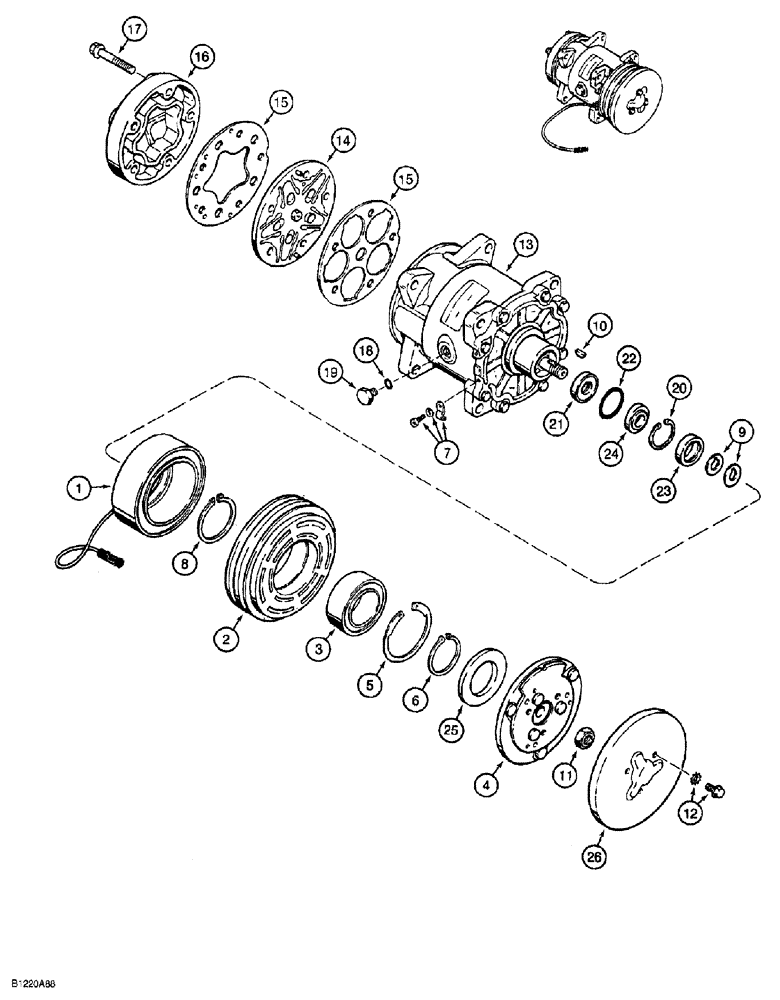 Схема запчастей Case 850G - (9-78) - AIR CONDITIONING SYSTEM - COMPRESSOR ASSEMBLY - 97179C2 (05) - UPPERSTRUCTURE CHASSIS