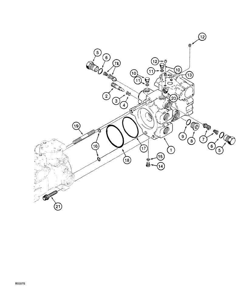 Схема запчастей Case 760 - (06-020) - TANDEM PUMP ASSEMBLY, REAR DRIVE PUMP, HOUSING AND VALVES (14) - MAIN GEARBOX & DRIVE