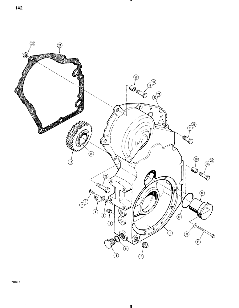 Схема запчастей Case W11 - (142) - TRANSMISSION, FRONT HOUSING AND IDLER (06) - POWER TRAIN