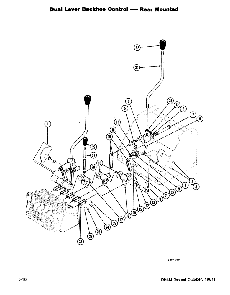 Схема запчастей Case DH4 - (5-10) - DUAL LEVER BACKHOE CONTROL - REAR MOUNTED (84) - BOOMS, DIPPERS & BUCKETS