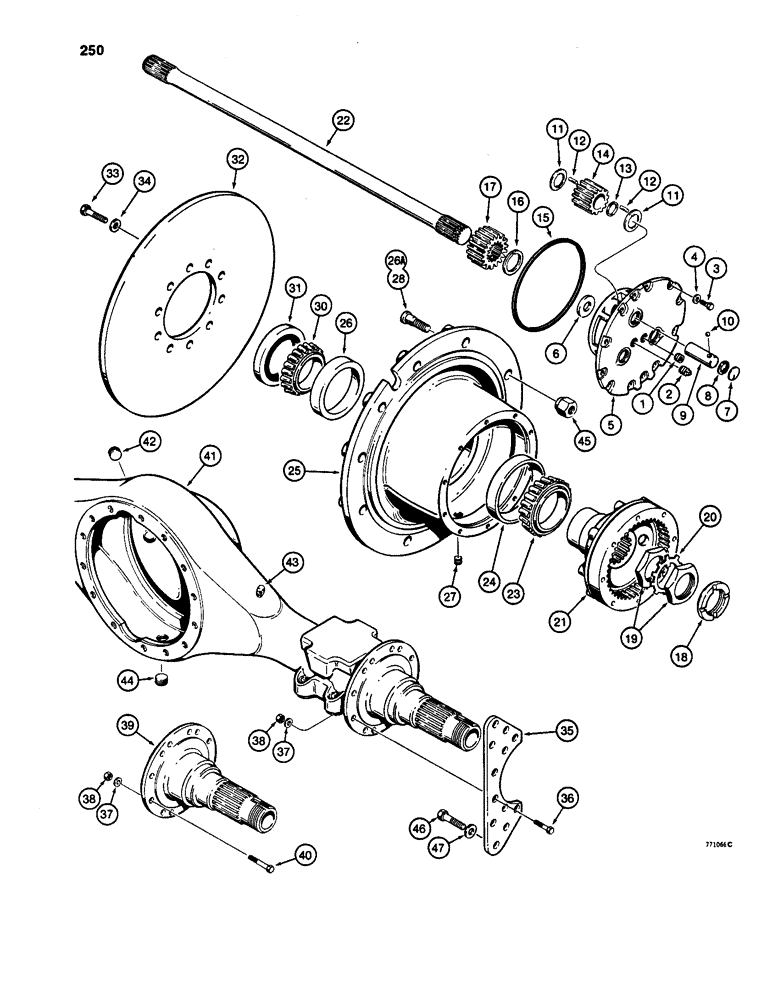 Схема запчастей Case W24C - (250) - AXLE HOUSING AND PLANETARY - CLARK, FRONT AND REAR (06) - POWER TRAIN