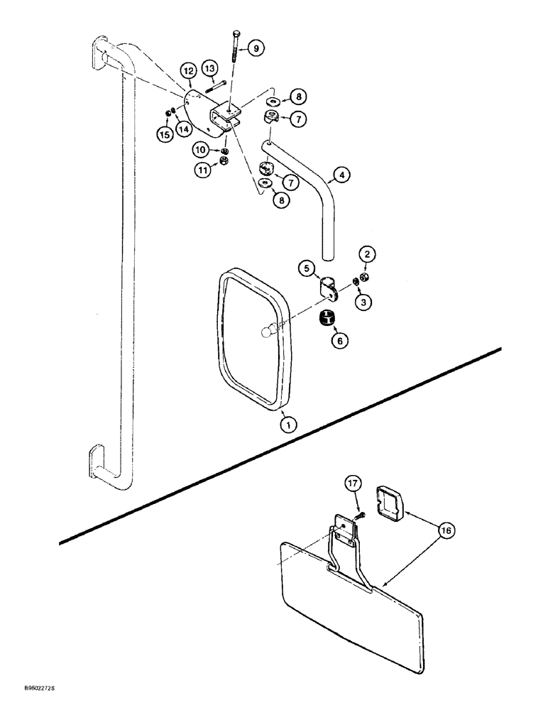 Схема запчастей Case 621B - (9-056) - OUTER MIRROR AND SUN VISOR (09) - CHASSIS/ATTACHMENTS