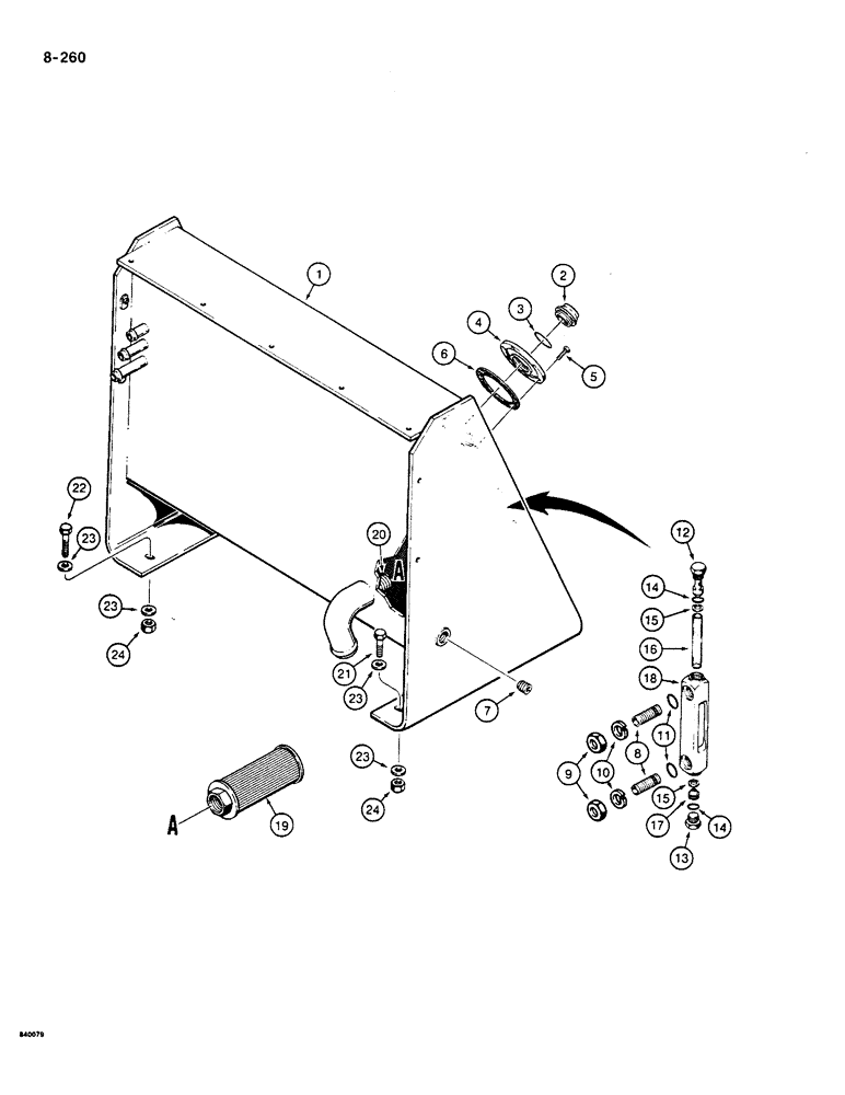 Схема запчастей Case W36 - (8-260) - HYDRAULIC RESERVOIR (08) - HYDRAULICS