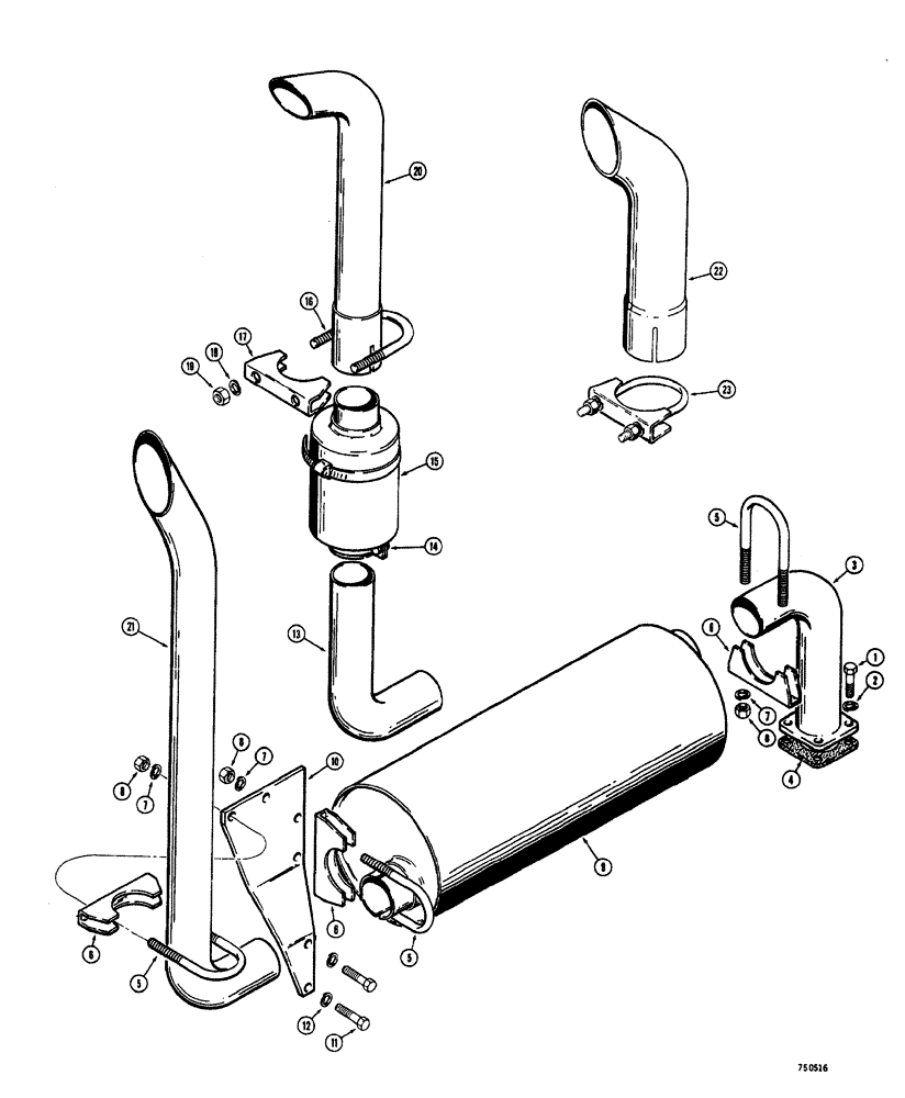 Схема запчастей Case W20 - (094) - EXHAUST SYSTEM (02) - ENGINE