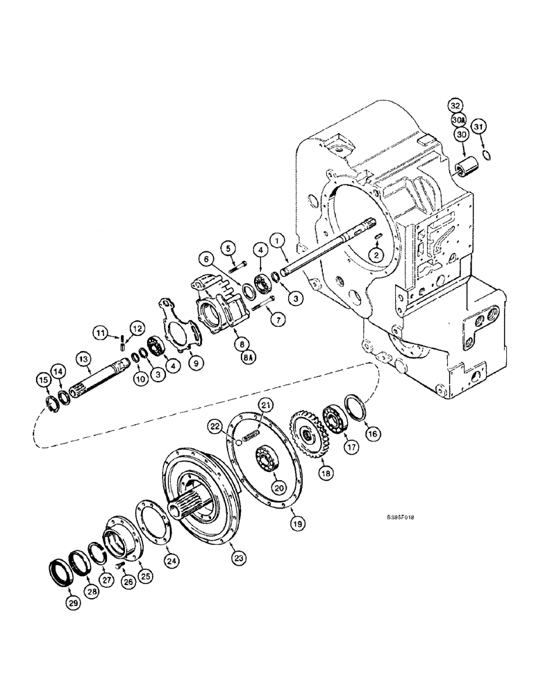 Схема запчастей Case 821B - (6-12) - TRANSMISSION ASSEMBLY, INPUT GEAR, PUMP, AND OUTPUT SHAFT (06) - POWER TRAIN