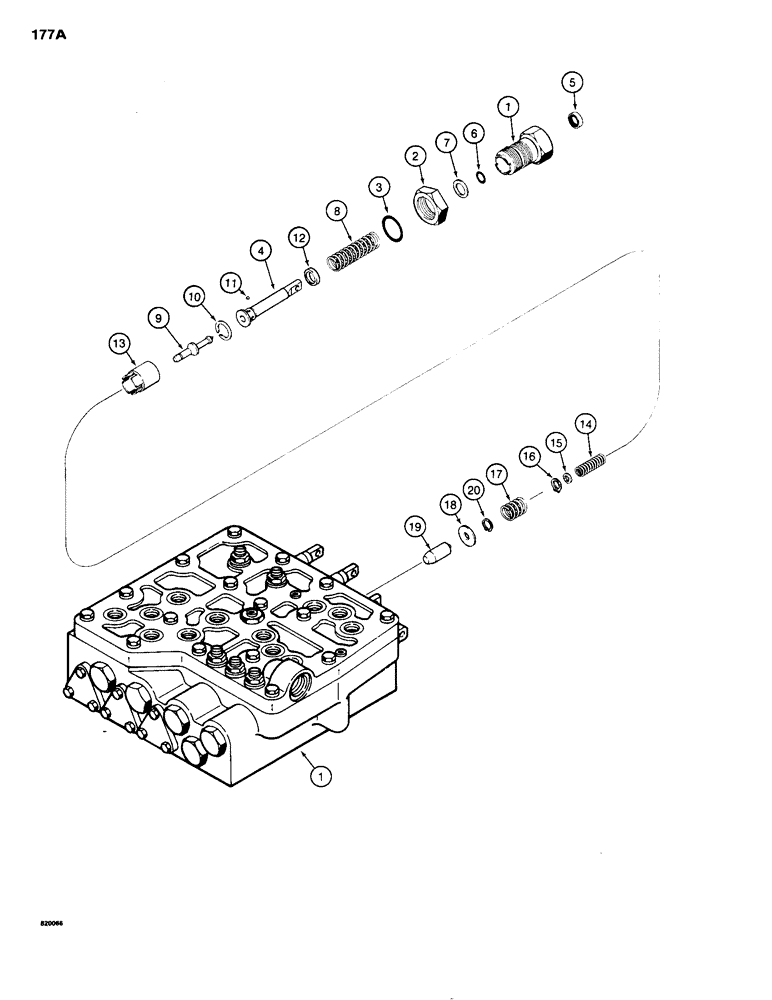 Схема запчастей Case 1150B - (177A) - TRANSMISSION CONTROL VALVE, G103916 MODULATOR VALVE, ADJUSTING PLUG (ITEM 1) HAS A SEPRATE UNIT (03) - TRANSMISSION