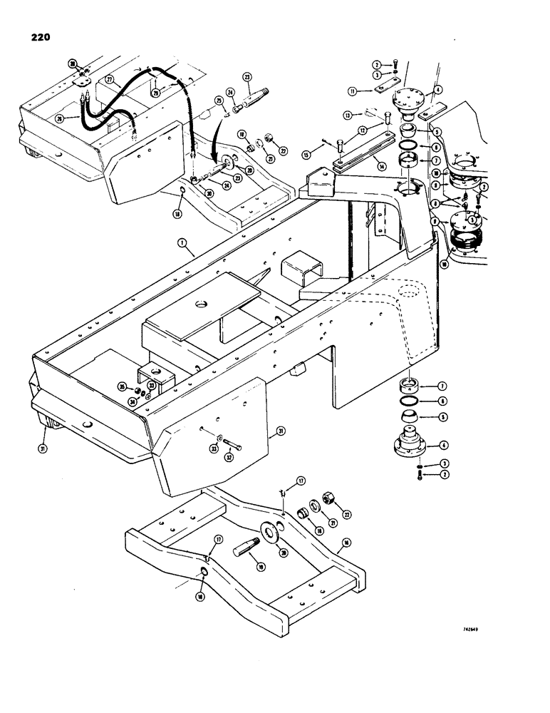 Схема запчастей Case W18 - (220) - REAR FRAME AND TRUNNION (09) - CHASSIS