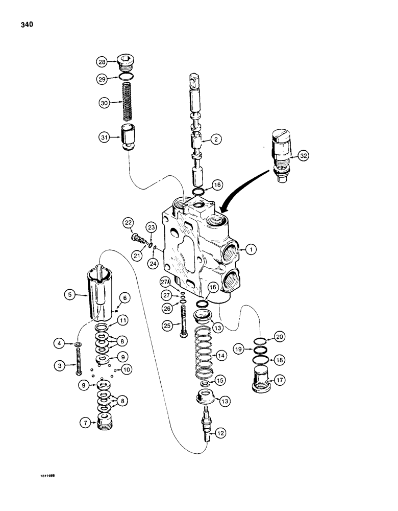 Схема запчастей Case 1155D - (340) - D87074 DOZER LIFT SECTION (08) - HYDRAULICS
