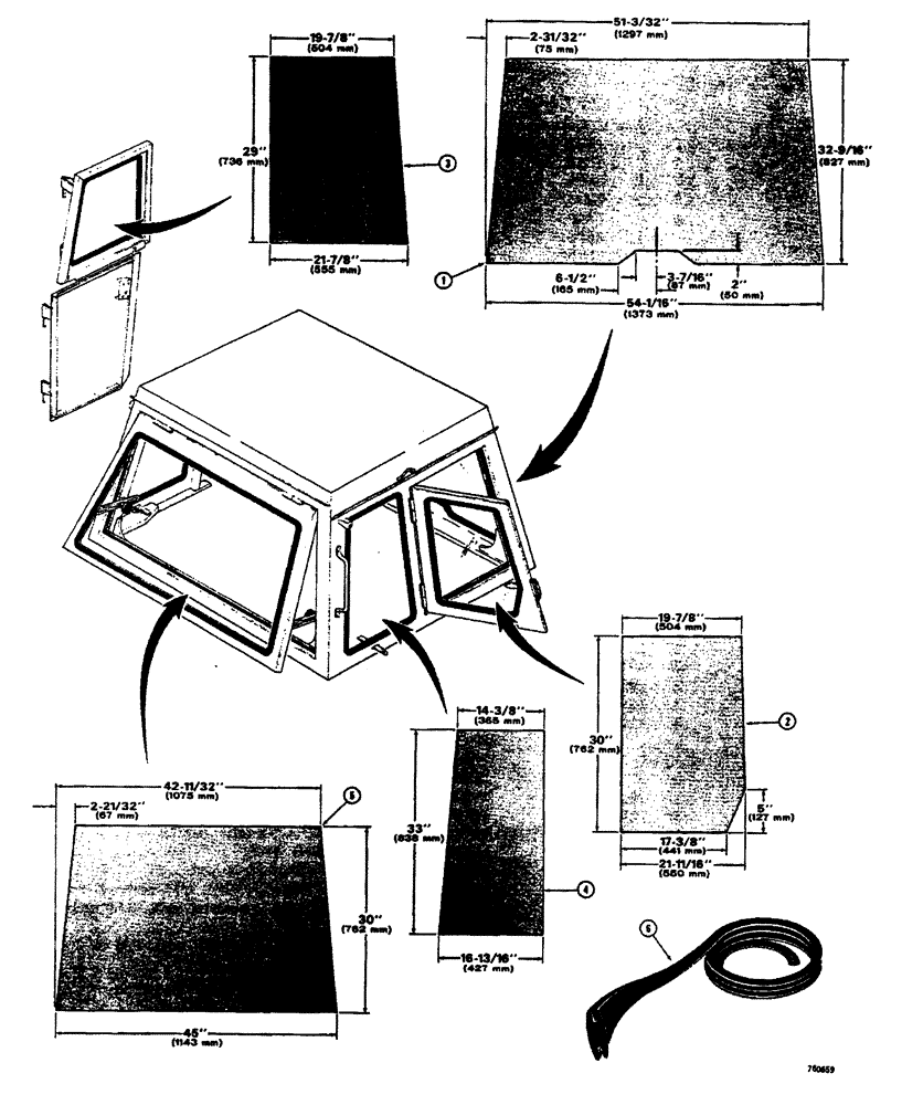 Схема запчастей Case W26B - (340) - L50872 OPERATORS CAB GLASS AND MOULDING (09) - CHASSIS
