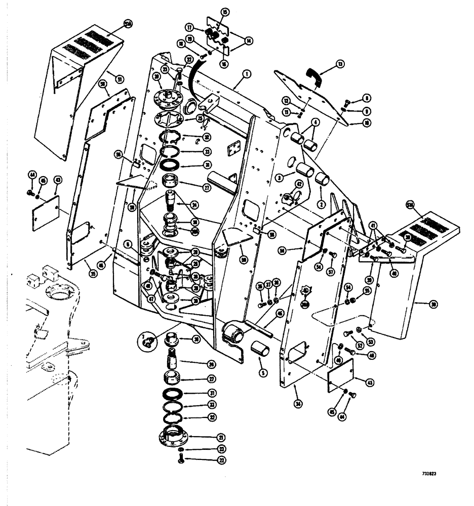 Схема запчастей Case W26B - (298) - FRONT FRAME AND FENDERS (09) - CHASSIS