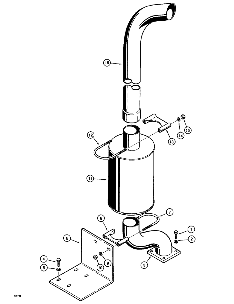 Схема запчастей Case W14 - (066) - EXHAUST SYSTEM, 35 AND 35A BACKHOE MODELS ONLY (02) - ENGINE