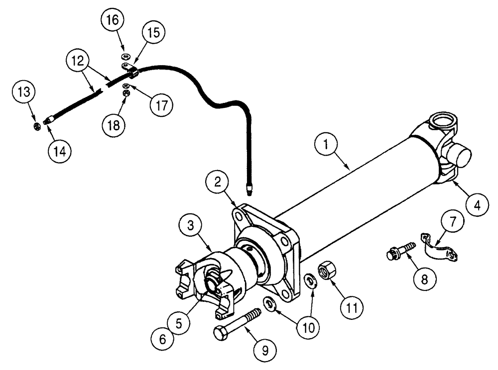Схема запчастей Case 621D - (06-38) - DRIVE SHAFT, FRONT - BEARING, SUPPORT AND LUBE LINE (06) - POWER TRAIN