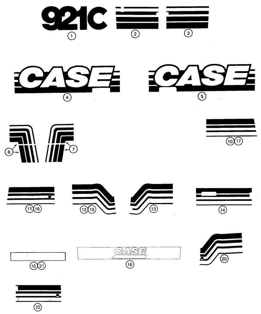 Схема запчастей Case 921C - (09-72) - DECALS (09) - CHASSIS