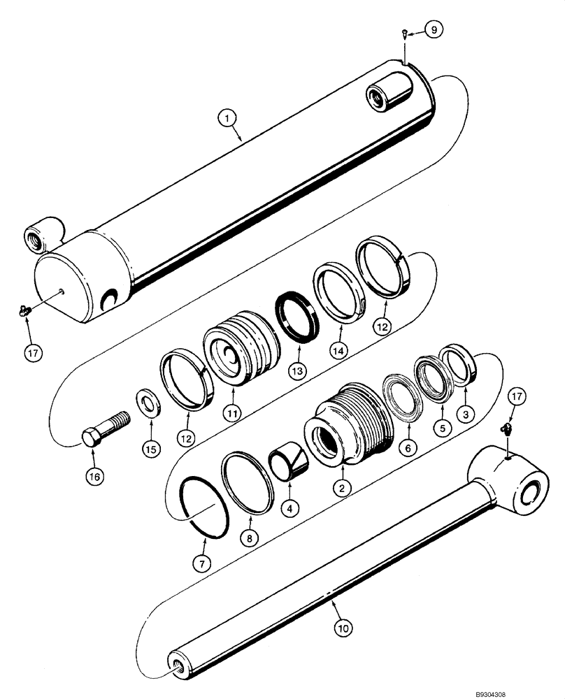 Схема запчастей Case 1840 - (08-58A) - CYLINDER ASSY - BACKHOE BOOM (NORTH AMERICA) (08) - HYDRAULICS