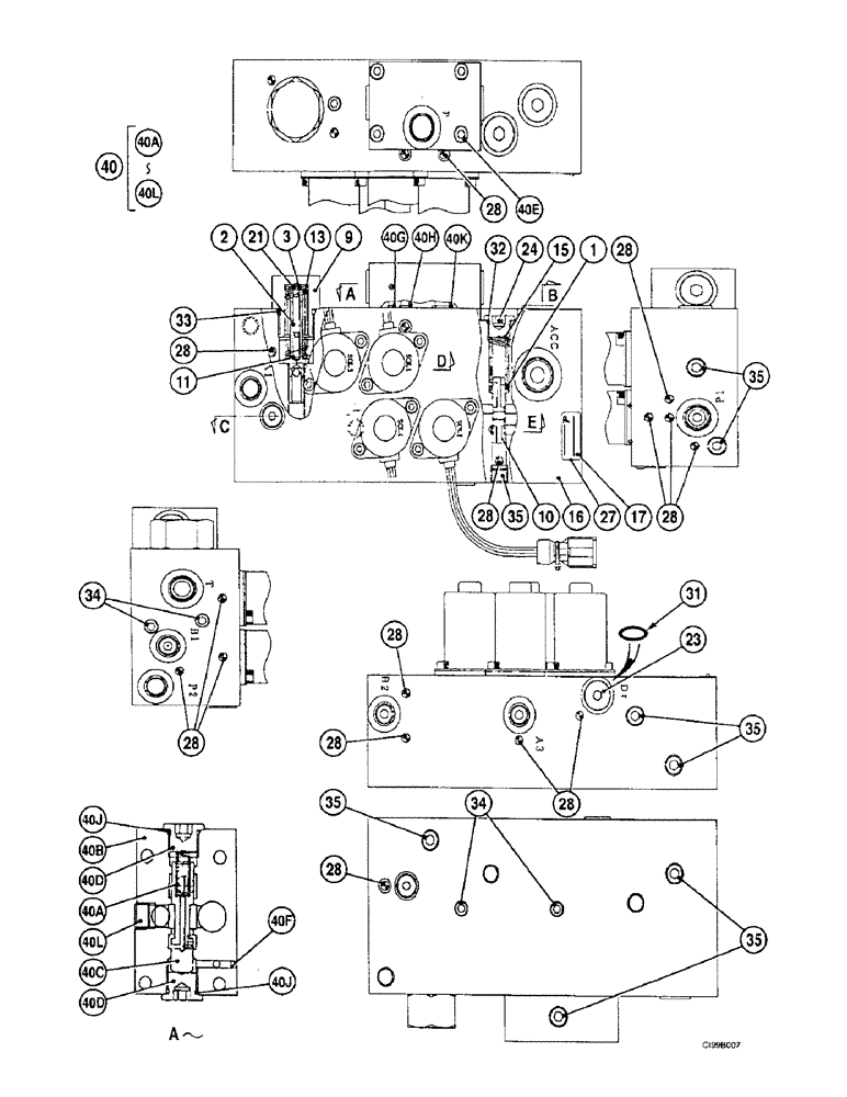 Схема запчастей Case 9007B - (8-082) - SELECTOR BLOCK (08) - HYDRAULICS