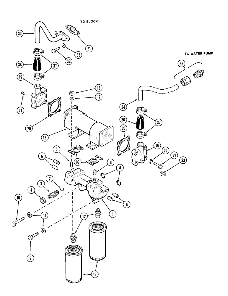 Схема запчастей Case 1187 - (030) - OIL FILTER AND HEAT EXCHANGER, 504BDT DIESEL ENGINE (01) - ENGINE
