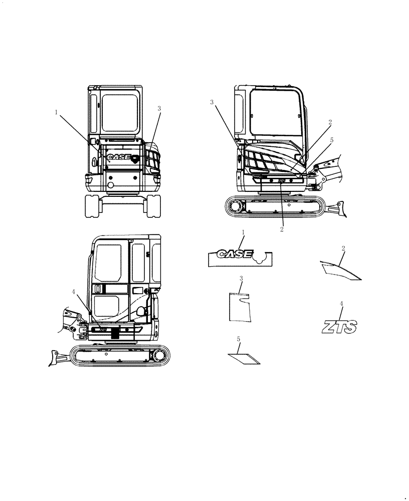 Схема запчастей Case CX20B - (967-18[1]) - DECALS - CANOPY (90) - PLATFORM, CAB, BODYWORK AND DECALS