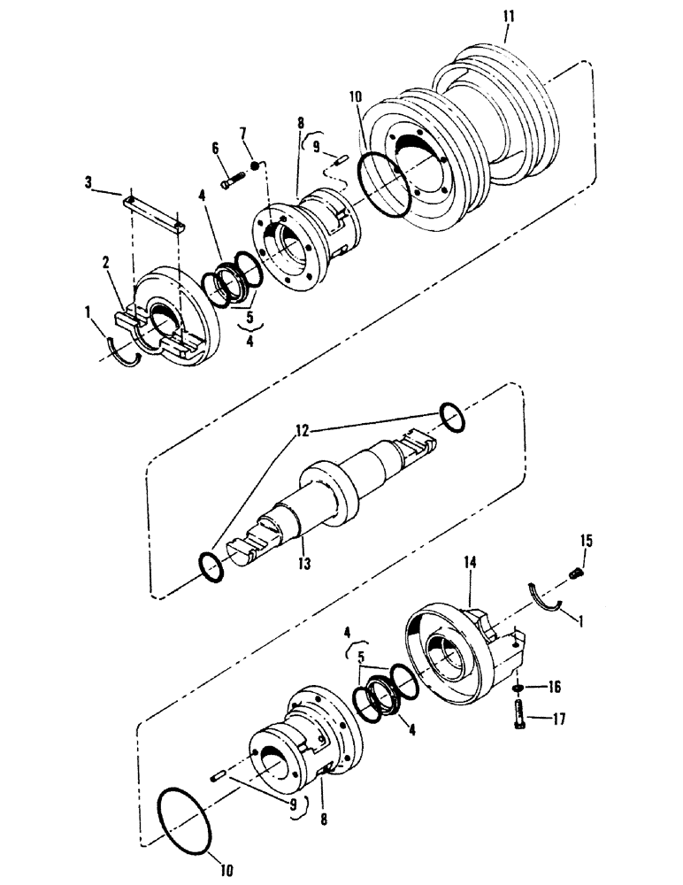 Схема запчастей Case 40BLC - (024) - DOUBLE FLANGE TRACK ROLLER, TYPE C (04) - UNDERCARRIAGE