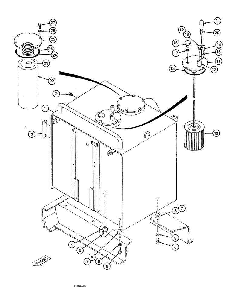 Схема запчастей Case 9060B - (8-002) - HYDRAULIC RESERVOIR (08) - HYDRAULICS