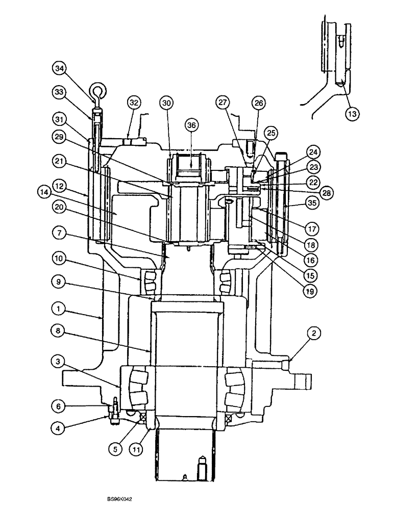 Схема запчастей Case 9060B - (8-158) - REDUCTION GEAR ASSEMBLY (08) - HYDRAULICS