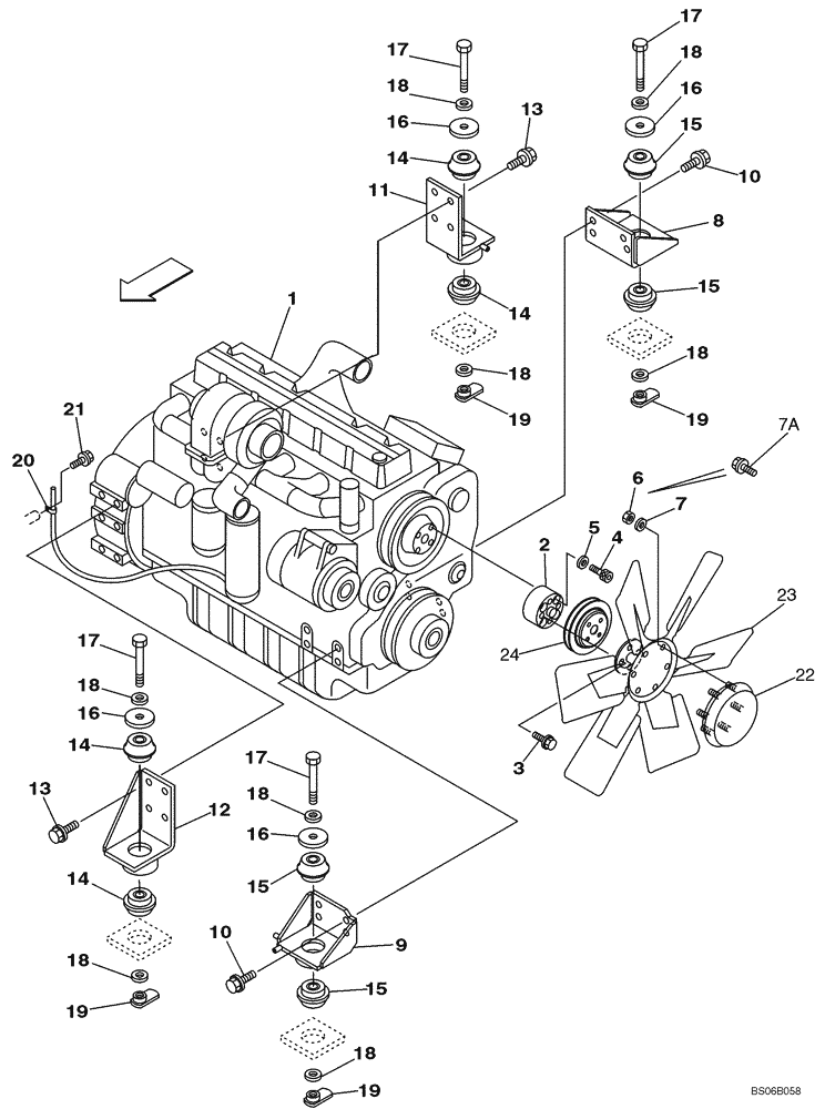 Схема запчастей Case CX330 - (02-01) - ENGINE MOUNTING (02) - ENGINE