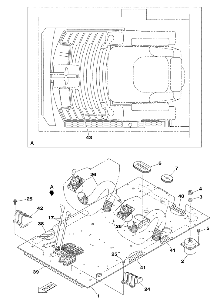 Схема запчастей Case CX350 - (09-035-00[01]) - MAT, FLOOR - OPERATORS COMPARTMENT (09) - CHASSIS