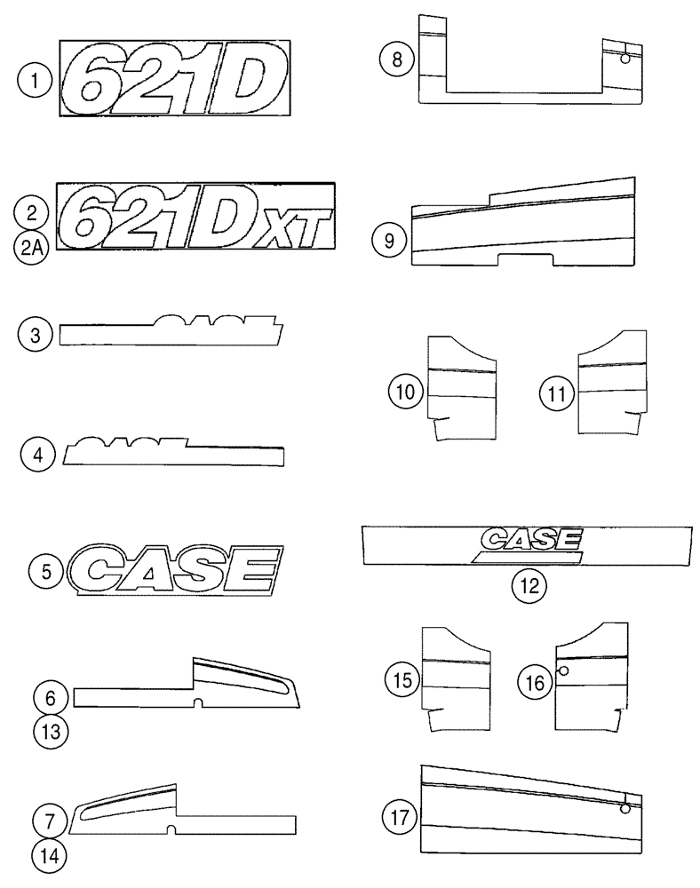 Схема запчастей Case 621D - (09-56) - DECALS, NORTH AMERICA AND EUROPE, DECALS USED ON CABS, DECALS USED ON CANOPYS (09) - CHASSIS