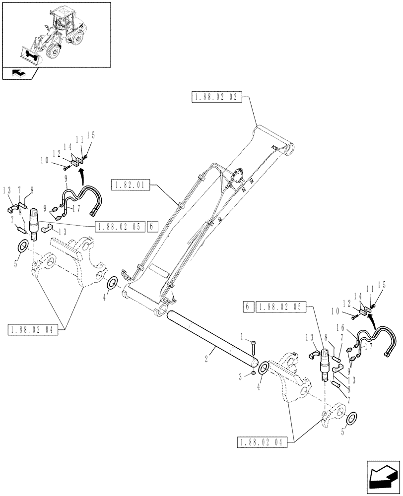 Схема запчастей Case 21E - (641) - BASIC QUICK TOOL COUPLER (18) - VARIATIONS