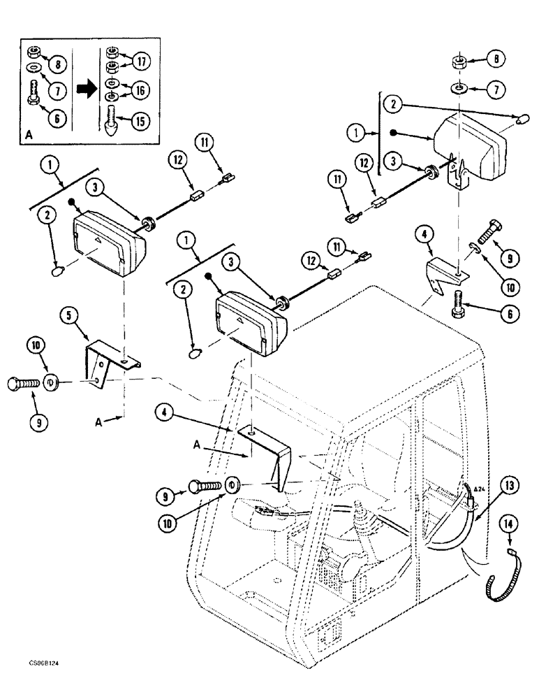 Схема запчастей Case 688BCK - (4-36) - CAB WORK LIGHTS, 688B CK (120301-) (06) - ELECTRICAL SYSTEMS