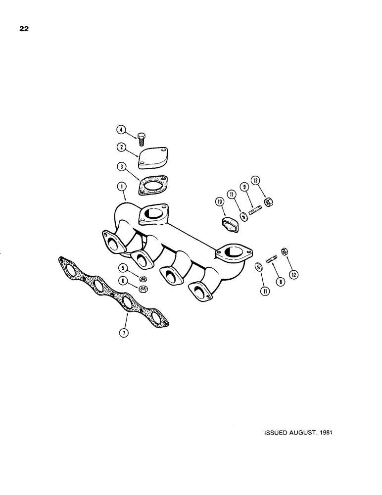 Схема запчастей Case 480C - (022) - EXHAUST MANIFOLD, 188 DIESEL ENGINE (10) - ENGINE