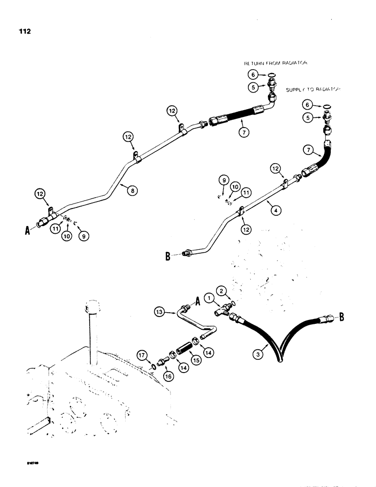Схема запчастей Case 850C - (112) - CRAWLER HYDRAULIC CIRCUIT, COOLING SYSTEM (03) - TRANSMISSION