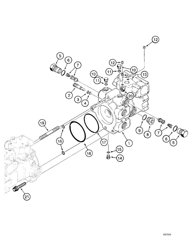 Схема запчастей Case 1840 - (06-07) - TANDEM PUMP ASSEMBLY, FRONT DRIVE PUMP, - JAF0119226 (06) - POWER TRAIN