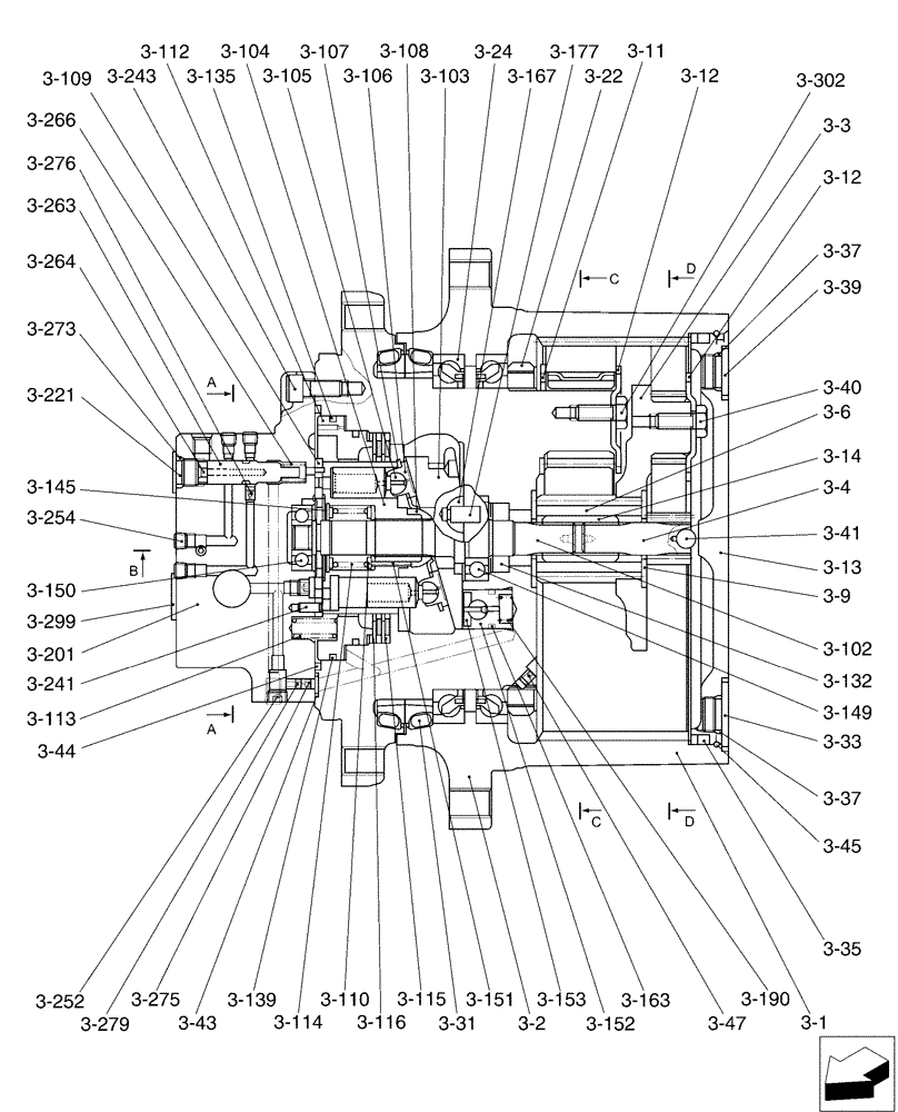 Схема запчастей Case CX50B - (02-003[02]) - MOTOR INSTAL, PROPEL (35) - HYDRAULIC SYSTEMS