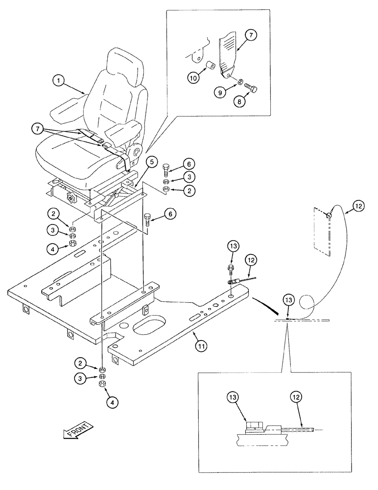 Схема запчастей Case 9050B - (9-034) - SEAT, SEAT BELTS AND OPERATORS MANUAL TETHER (09) - CHASSIS