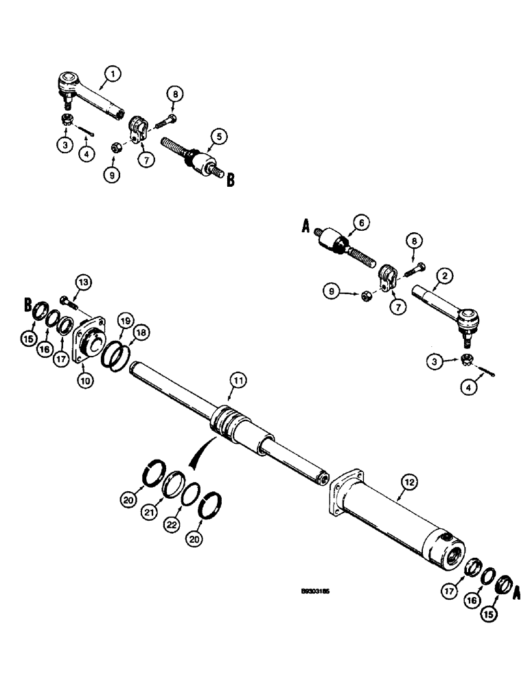 Схема запчастей Case 660 - (6-42) - FRONT AND REAR DRIVE AXLE - H672824, STEERING CYLINDER (06) - POWER TRAIN