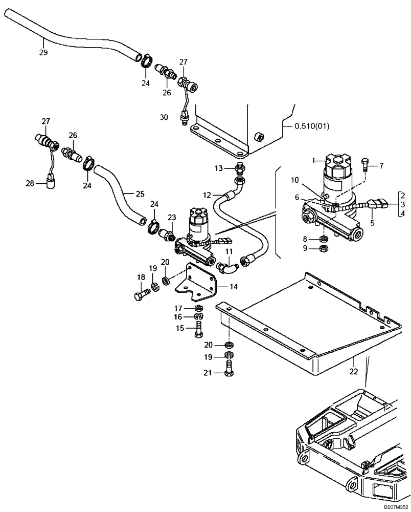 Схема запчастей Case 325 - (0.510[03A]) - ENGINE FUEL SYSTEM - FUEL FILL PUMP (87618909) (325 NA / PIN HHD000109 AND AFTER) (01) - ENGINE