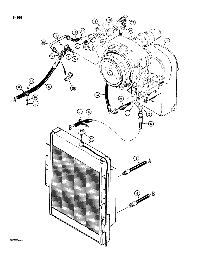 Схема запчастей Case W36 - (6-166) - TRANSMISSION HYDRAULIC CIRCUIT (06) - POWER TRAIN