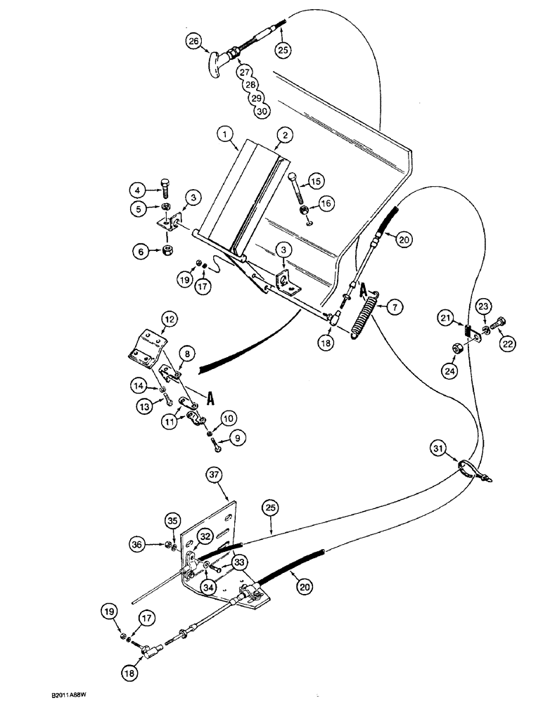 Схема запчастей Case W36 - (3-56) - THROTTLE AND LINKAGE, P.I.N. 9161226 AND AFTER (03) - FUEL SYSTEM