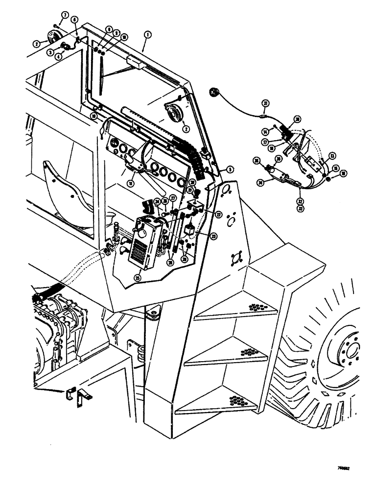 Схема запчастей Case W26B - (322) - CAB, HEATER, TURN SIGNALS AND FLASHERS EARLY PRODUCTION (09) - CHASSIS