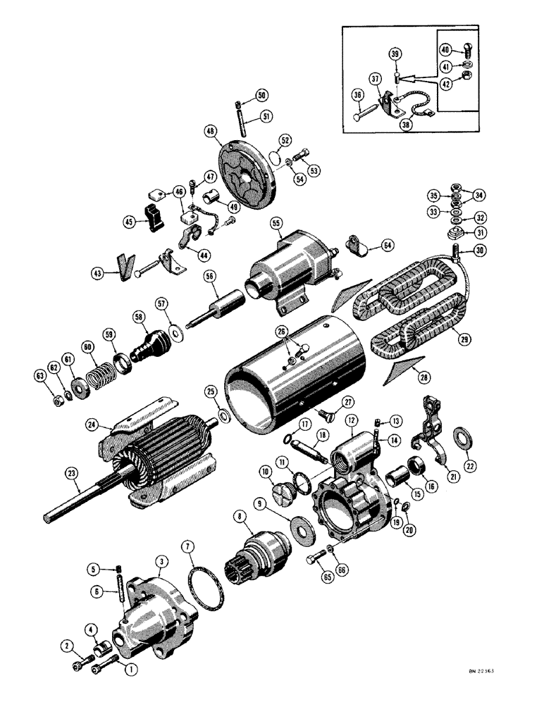 Схема запчастей Case 1000D - (084) - D31845 STARTER, USED ON TRACTOR SERIAL NO. 7104814 AND AFTER (06) - ELECTRICAL SYSTEMS