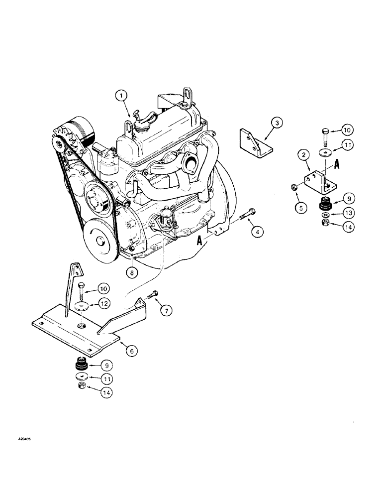 Схема запчастей Case W4 - (024) - ENGINE MOUNTING, FOR 1.8 LITRE ENGINE, USED BEFORE TRACTOR SN 1205402 EXCEPT SN 1205397 (02) - ENGINE